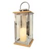 Lanterna Decorativa Iluminada Inox e Madeira Grande 60cm com Vela Led - Empório Decor - 6