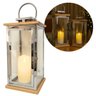 Lanterna Decorativa Iluminada Inox e Madeira Grande 60cm com Vela Led - Empório Decor - 5