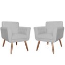 Ver imagem 1 de Kit com 2 Poltronas Cadeiras Isabella Estofadas Suede Branco - Incasa Decor