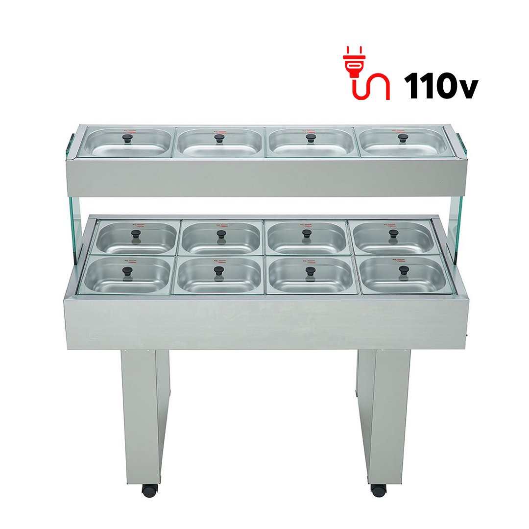 Buffet Self Service Bm Duplo 12 Cubas 8 Quentes e 4 Frias - Edanca 110 V - 2