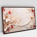 Ver imagem 1 de Quadro Decorativo Floral Luxo Flores em Tela Canvas Tacolado Moldura Flutuante 4,5cm Madeira 80 X 12