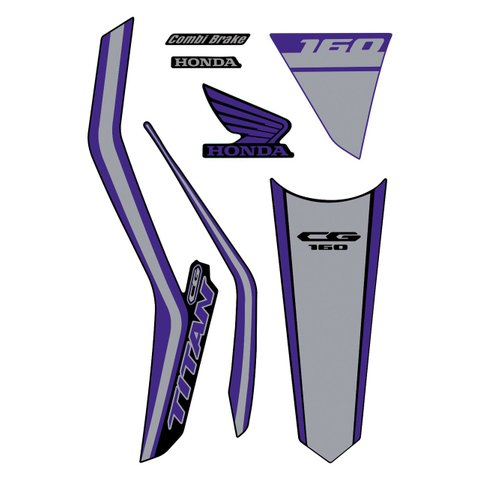 Kit Adesivo Faixa Protetor Cg Titan 160 Roxo e Cinza Ano 2018 a 2021 Cobra Motoparts