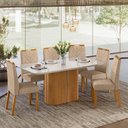 Ver imagem 2 de Conjunto Sala de Jantar Mesa Serena 160x90 6 Cadeiras Anitta Ype/off/linho Areia