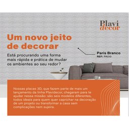 Placa Adesiva 3D Paris Branco 70cm x 70cm Plavidecor - Alto Relevo - 6