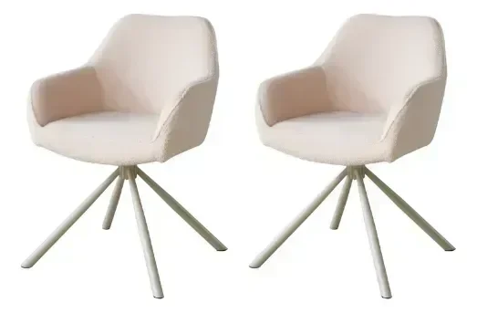 Kit 2 Cadeira Jantar Kushi Giratoria Bege Waw Design