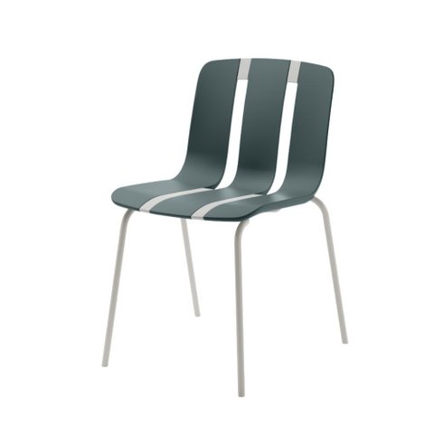 Cadeira Linea Rivatti em Polipropileno (PU) Azul Aura com Base Ferro Branco