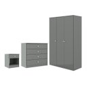 Ver imagem 1 de Kit Quarto Solteiro com Guarda Roupa Cômoda Mesa de Cabeceira Cinza