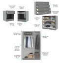 Ver imagem 3 de Kit Quarto Solteiro com Guarda Roupa Cômoda Mesa de Cabeceira Cinza