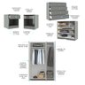 Kit Quarto Solteiro com Guarda Roupa Cômoda Mesa de Cabeceira Cinza - 3