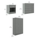Ver imagem 4 de Kit Quarto Solteiro com Guarda Roupa Cômoda Mesa de Cabeceira Cinza