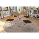 Ver imagem 1 de Conjunto: Mesa Sala Jantar Volga C/ Tampo de Madeira 90cm e 4 Cadeiras Portugal Cromada/nogueira -
