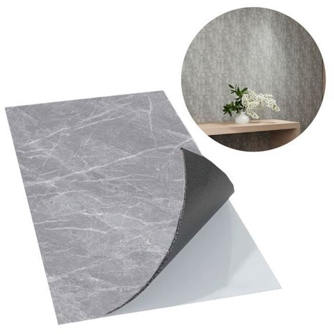 Kit 10 Placas Autocolantes Mármore Adesivo Vinílico Azulejo Cinza Escuro Brilhoso 3d Brinovar