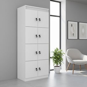 Armário Locker Guarda-volume 60x160cm em Mdp 8 Portas com Chave Me4202