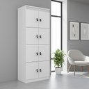 Ver imagem 1 de Armário Locker Guarda-Volume 60x160cm em MDP 8 Portas com Chave ME4202 Branco