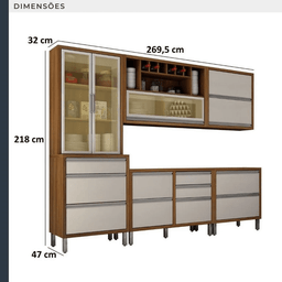 Cozinha Jade 5 Pecas Cristaleira - Carvalho/off White - Chf Moveis - 2