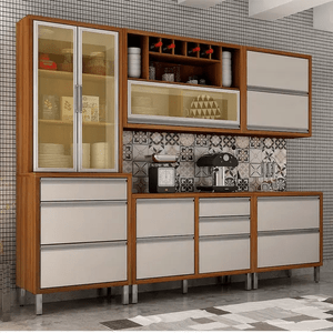 Cozinha Jade 5 Pecas Cristaleira - Carvalho/off White - Chf Moveis
