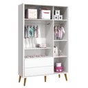 Ver imagem 5 de Guarda-Roupa Retrô 3 Portas Théo New Branco Fosco com Madeira - Reller