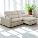 Ver imagem 1 de Sofa Retratil Reclinavel 2 Lugares 220cm Veludo Andreia Bege