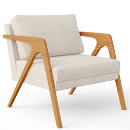 Kit 2 Poltronas Decorativas Sala Estar Pietra Estrutura de Madeira L02 Linho Champanhe - Lyam - 3