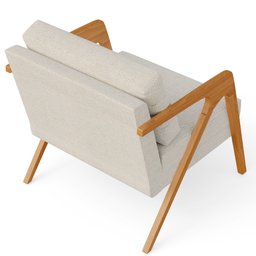 Kit 2 Poltronas Decorativas Sala Estar Pietra Estrutura de Madeira L02 Linho Champanhe - Lyam - 8