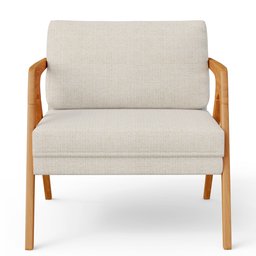 Kit 2 Poltronas Decorativas Sala Estar Pietra Estrutura de Madeira L02 Linho Champanhe - Lyam - 6