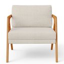 Ver imagem 6 de Kit 2 Poltronas Decorativas Sala Estar Pietra Estrutura de Madeira L02 Linho Champanhe - Lyam