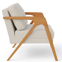 Kit 2 Poltronas Decorativas Sala Estar Pietra Estrutura de Madeira L02 Linho Champanhe - Lyam - 7