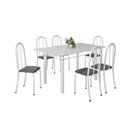 Ver imagem 2 de Conjunto de Mesa Tubular 140cm x 75cm Tampo em Vidro com 6 Cadeiras Iris B Branco/Preto Liso
