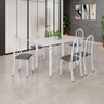 Conjunto de Mesa Tubular 140cm X 75cm Tampo em Vidro com 6 Cadeiras Iris B - 1