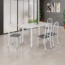 Ver imagem 1 de Conjunto de Mesa Tubular 140cm x 75cm Tampo em Vidro com 6 Cadeiras Iris B Branco/Preto Liso