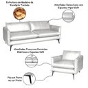 Ver imagem 2 de Conjunto Poltrona e Sofá Decorativo Sala de Estar América 4 Lugares 240cm Couro Branco - Mozzelar
