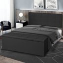 Ver imagem 4 de Kit Cabeceira Painel e Calçadeira Baú Casal 1,40m Roma Suede Preto Sky Mobile