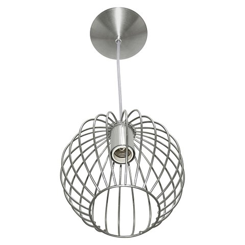 Lustre Pendente Esfera Bola Cromado 18x19 cm Sala Quarto