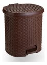Ver imagem 1 de Lixeira Cesto 6 Lts. Rattan Tampa e Pedal Banheiro Cor Café