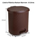 Ver imagem 2 de Lixeira Cesto 6 Lts. Rattan Tampa e Pedal Banheiro Cor Café