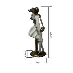 Estatua Escultura Amor Dia Das Mães Mãe e Dois Filhos - 6