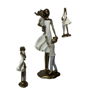 Estatua Escultura Amor Dia Das Mães Mãe e Dois Filhos