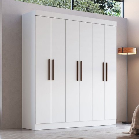Guarda-roupa Casal Sartori 6 Portas 2 Gavetas 100% Mdf Branco - Pnr Móveis
