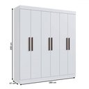 Ver imagem 4 de Guarda-roupa Casal Sartori 6 Portas 2 Gavetas 100% Mdf Branco - Pnr Móveis