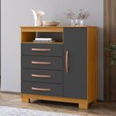 Ver imagem 1 de Cômoda com 1 Porta e 4 Gavetas 83,7cm Multimóveis CR35669 Madeirado/Cinza