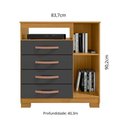 Ver imagem 3 de Cômoda com 1 Porta e 4 Gavetas 83,7cm Multimóveis CR35669 Madeirado/Cinza