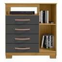 Ver imagem 4 de Cômoda com 1 Porta e 4 Gavetas 83,7cm Multimóveis CR35669 Madeirado/Cinza
