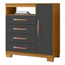 Ver imagem 2 de Cômoda com 1 Porta e 4 Gavetas 83,7cm Multimóveis CR35669 Madeirado/Cinza