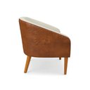 Ver imagem 6 de Poltrona Sala Decorativa Kit 2 Stella Pé Madeira Trapézio Castanho Sintético Pu Nozes/bouclê Bege D0