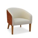 Ver imagem 5 de Poltrona Sala Decorativa Kit 2 Stella Pé Madeira Trapézio Castanho Sintético Pu Nozes/bouclê Bege D0