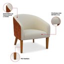 Ver imagem 3 de Poltrona Sala Decorativa Kit 2 Stella Pé Madeira Trapézio Castanho Sintético Pu Nozes/bouclê Bege D0