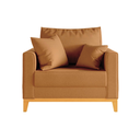 Ver imagem 3 de Kit 2 Poltronas Beny 80cm Base de Madeira Linho