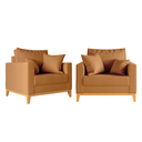 Ver imagem 1 de Kit 2 Poltronas Beny 80cm Base de Madeira Linho
