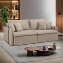 Ver imagem 1 de Sofá Cama Retrátil e Reclinável 3 Lugares Bouclé Bege Windson 200cm Yescasa
