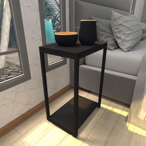 Mesa de Cabeceira Industrial Preta Mdf Canto Quarto Mesas de Cabeceira Mesinha Cabeçeira Cabiceira